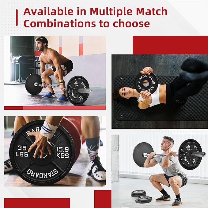 2" Cast Iron Weight Plates | 2.5LB to 45LB Standard Gym Plates (Singles, Pairs & Multi-Pack Sets) | Black with Silver Numbers for Barbell, Dumbbell, Powerlifting & Home Gym