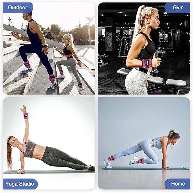 ZELUS 1 Pair Adjustable Ankle Weights, 2 4 6 8 10 lb Modularized Leg Weight Straps for Women Men, Weighted Ankle Weight Set with Removable Sandbags, 1-5 lb per Ankle Strap for Gym Yoga Jogging Walking