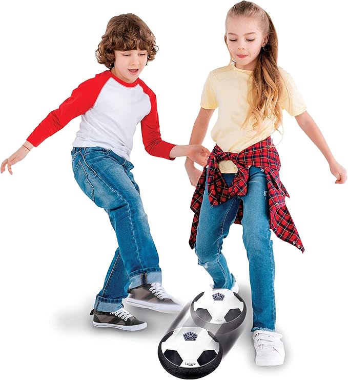 Lexibook Aerofoot, Hovercraft Soccer disc, 2 Goals, Pump and Inflatable Ball Included, Glides Easily, Fast and Dynamic, Light Effects, Anti-Shock Foam Edges, Rechargeable, JG981