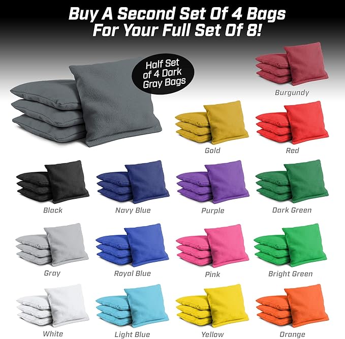 GoSports Cornhole Bean Bags Set of 4-16 Colors Available - Regulation All Weather, Mix and Match