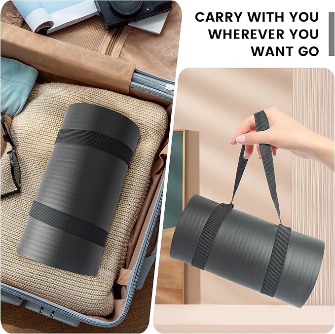 Yoga Knee Pad Cushion 0.8inch (20mm) Thick Yoga Mat with Carrier Strap for Pain Free Knees, Elbows, Wrists and Back, Workout Mats for Home Gym, Pilates, Planks, Ab Rollers (24"x10"x0.8")