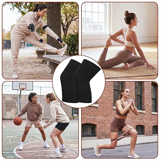 Bamboo Knee Sleeve, Black Bamboo Compression Knee Brace, Elastic Breathable Knees Braces, Thicken Thermal Relieve Knees Pain Leg Pads for Women Men Running Volleyball Cycling Dance(X-Large)