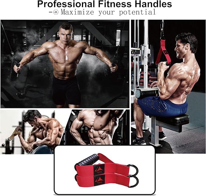Heavy Duty Exercise Handles, Ultra-Durable Rubber Workout Grip Attachments for Cable Machines, LAT Pulldown, Resistance Bands, Home Gym and Commercial Fitness Equipment