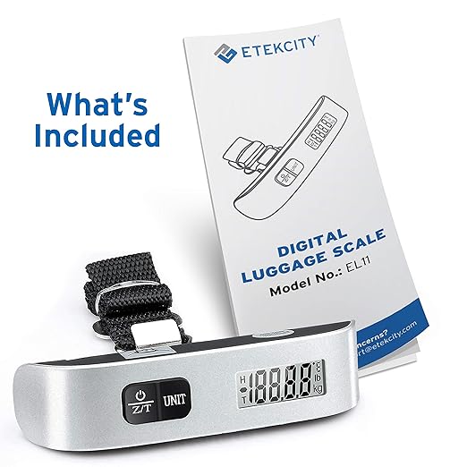 Etekcity Luggage Scale, Travel Essentials, Digital Weight Scales for Travel Accessories, Portable Handheld Scale with Temperature Sensor, Rubber Paint, 110 Pounds, Battery Included,2Pack