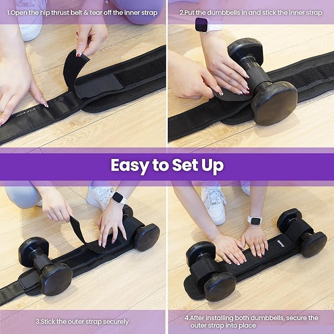 Hip Thrust Belt, Balency Hip Thrust Belt for Dumbbells Heavy, Booty Belt for Hip Thrust, Slip-Resistant Padding Hip Thrust Belt for Gym or Home Workouts, Hip Thrust Band for Dumbbell Kettlebell Plate