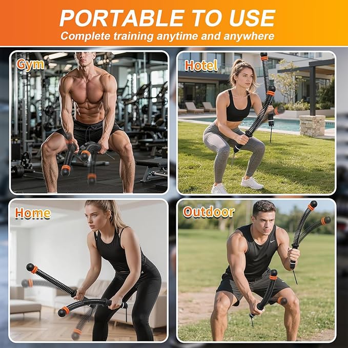 Weighted Cordless Battle Ropes - Adjustable Resistance and Portable Ropeless Battle Ropes with Non Slip Handle - Low-Noise Exercise Rope for Instant Effective Workouts Anytime (Black)