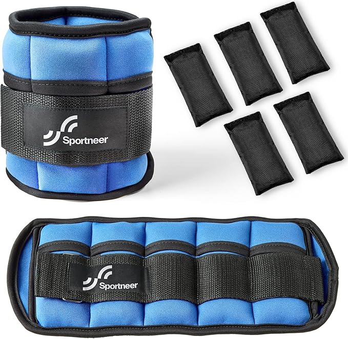 Sportneer Adjustable Ankle/Wrist Weights for Men Women Kids, Weighted Leg & Cuff Strength Training for Yoga Walking Running Aerobics Gym Fitness Physical Therapy