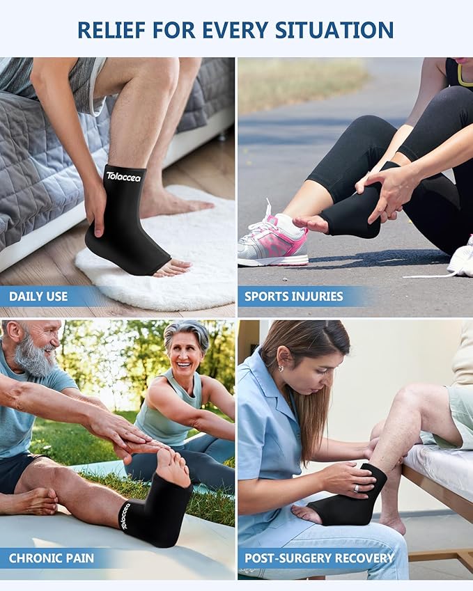 Ankle Foot Ice Pack Wrap for Injuries, Reusable Gel Ice Pack for Hot & Cold Therapy, Cold Therapy Compression Sleeve for Achilles Tendonitis,Plantar Fasciitis,Swelling,Sprained,Pain Relie