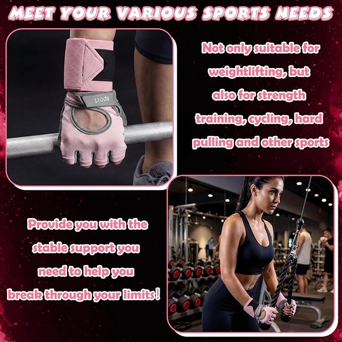 Unittype 2 Pack Weightlifting Training Gloves and Wrist Wrap Support, Full Palm Protection, Workout Gloves for Gym with Wrist Brace for Sports Training Fitness Men Women