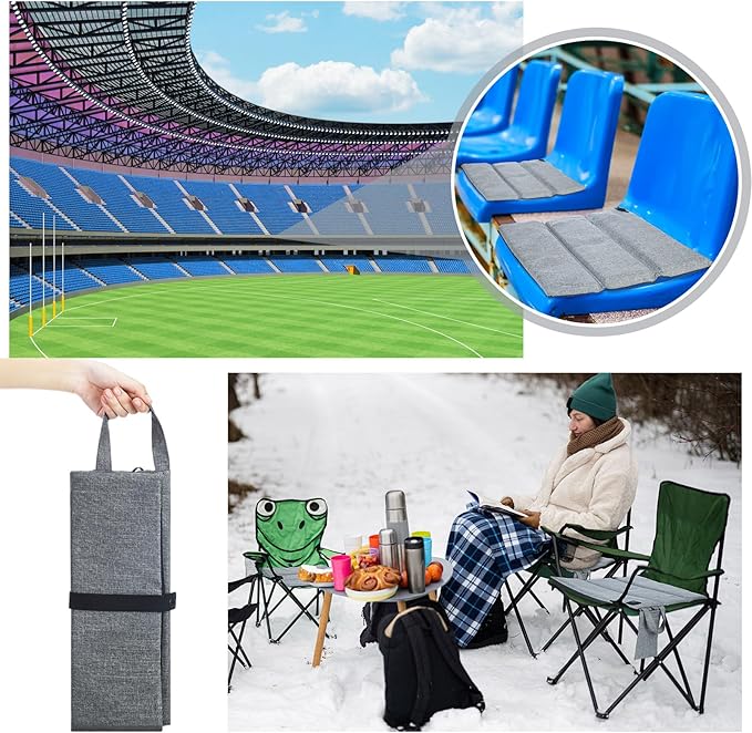 Rossesay 2 Pcs Portable Foldable Heated Seat Cushion Stadium Seat Heating Cushion Pad USB Z Waterproof 3 Mode Adjustable Heated Chair Pad for Indoor Outdoor Sports, Power Bank Not Included