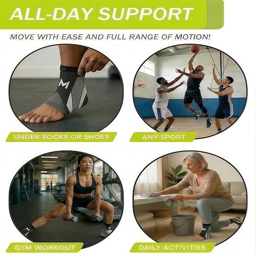 2-Pack Ankle Support Brace,Adjustable Athletic Ankle Support Brace,Enhance Stability for Foot Pain,Compression Sleeve to Relieve Plantar Fasciitis for Men & Women,Green