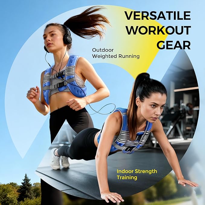PACEARTH Weighted Vest,6lb/8lb/10lb/12lb/16lb/20lb/25lb/30lb Weight Vest with Reflective Stripe, Body Weight Vests for Women, Men, Weight Loss Workout, Strength Training, Running, Walking, Jogging