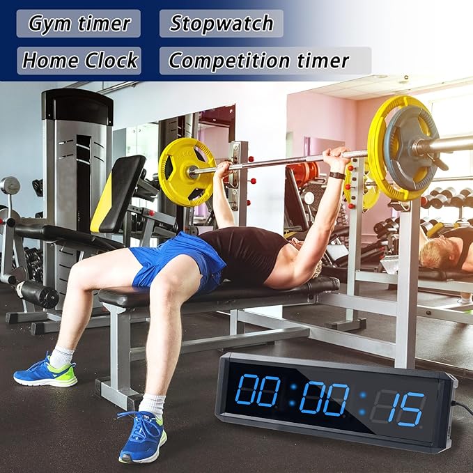 Independent Button Type 1.5-inch Fitness Room Rest Timer, Suitable for Gym Exercise/School/Home Exercise/Boxing Gym/Indoor Rock Climbing (1.5 inch 6-Digit Blue)