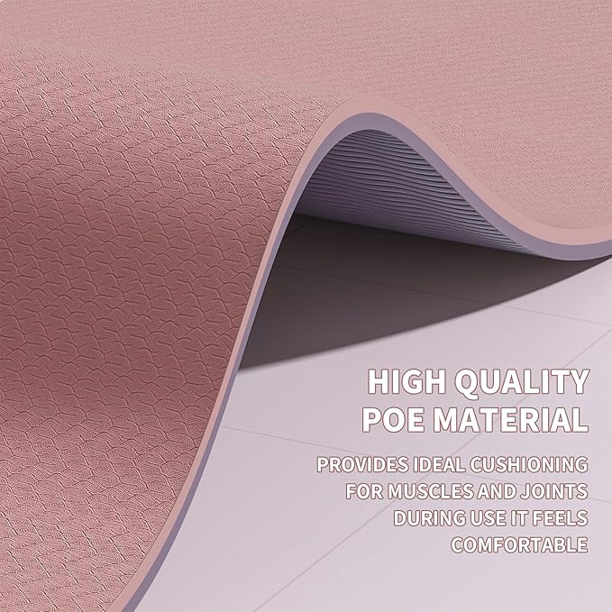 Large Yoga Mat (6'x 4') - Extra Long and Wide Workout Mat for Men and Women, Non-Slip POE 0.32''/0.4'' Thick Fitness Mat, Eco-Friendly Exercise Mat for Home Workouts, Ideal for Yoga and Pilates