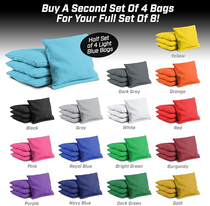 GoSports Cornhole Bean Bags Set of 4-16 Colors Available - Regulation All Weather, Mix and Match