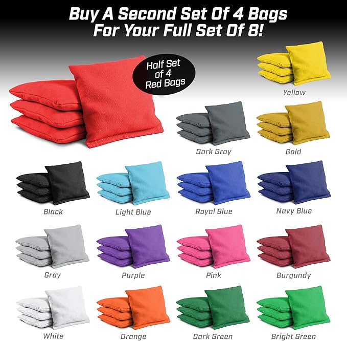 GoSports Cornhole Bean Bags Set of 4-16 Colors Available - Regulation All Weather, Mix and Match