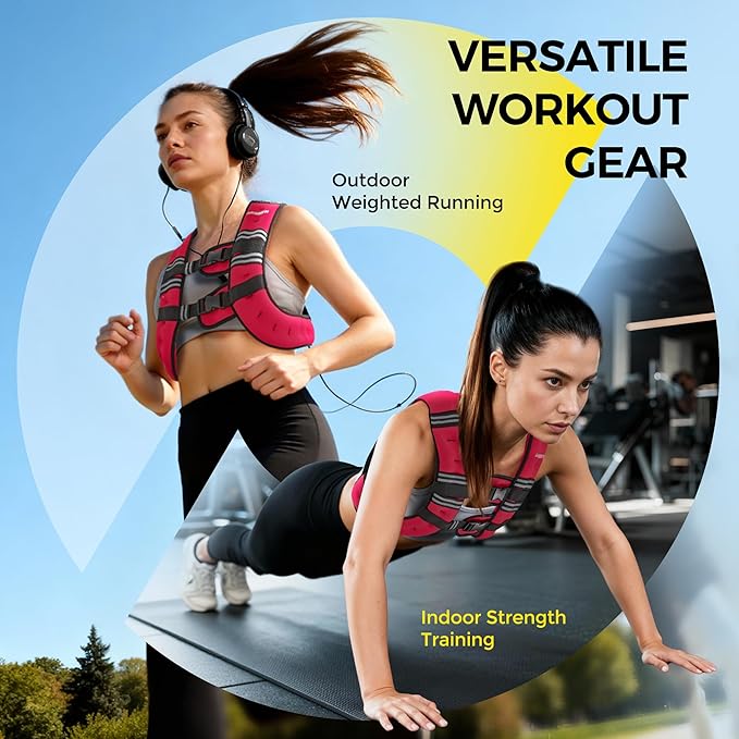 PACEARTH Weighted Vest,6lb/8lb/10lb/12lb/16lb/20lb/25lb/30lb Weight Vest with Reflective Stripe, Body Weight Vests for Women, Men, Weight Loss Workout, Strength Training, Running, Walking, Jogging