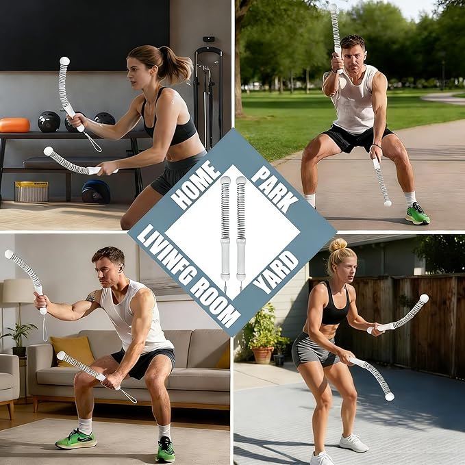 2PCS Weighted Ropeless Battle Ropes for Home Gym, Heavy Duty Arm Exerciser for Strength Training, Portable Battle Rope for Advanced Workouts and Core Muscle Building