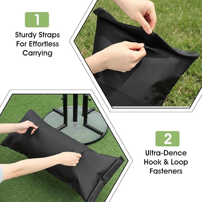 4 Pack 200 LBS Umbrella Base Weights Sandbag Sand Bags for Weight Heavy Duty Weatherproof Fillable Weighted for Outdoor Furniture Patio Umbrella Trampoline Canopy Garden Poolside Accessories