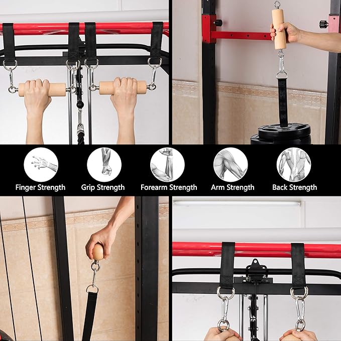 Wooden Pull Up Grips and Balls, Atomic Rock Climbing Holds Training Set,Grip Strength Trainer,Ninja Warrior Obstacle Course Handles and Rope.Suit(L/XL Ball(L/XL)