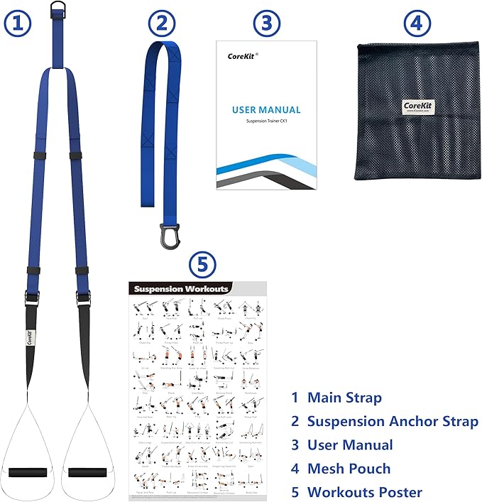 Bodyweight Straps for Home Workouts, Full-Body Resistance Training Kit for Strength, Powerlifting, and Core Exercise