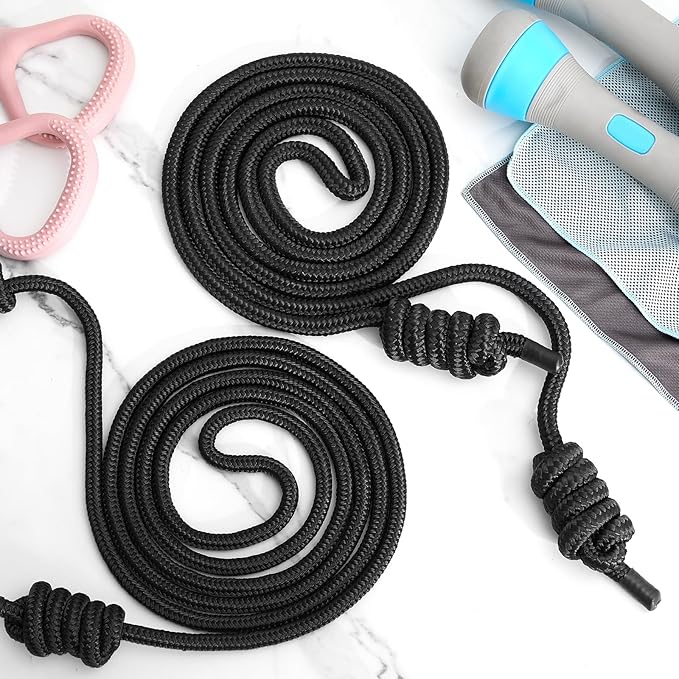 Lewtemi 2 Pcs Flow Rope for Fitness Double Woven Workout Rope Adjustable Length Flow Jump for Working out Men Women Training Exercise Gym Indoor Outdoor Beginner, 9 ft