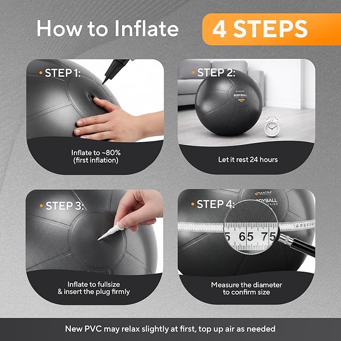 MANTRA SPORTS Exercise Ball – Yoga Ball for Pilates & Fitness - Birthing for Pregnancy, Stability, Core, Balance, Therapy for Physical Rehab, Workout for Home Gym & Office Chair, Fast Pump Included