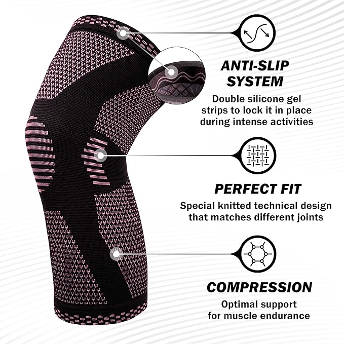 POWERLIX Compression Knee Sleeve - Best Knee Brace for Men & Women – Knee Support for Running, Crossfit, Basketball, Weightlifting, Gym, Workout, Sports - FOR BEST FIT CHECK SIZING CHART