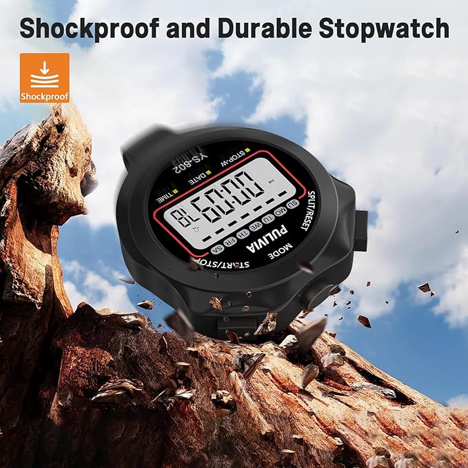 Sports Stopwatch Timer, Single Lap Split Digital Stop Watch for Sports Kids Coaches Swimming Running, Black