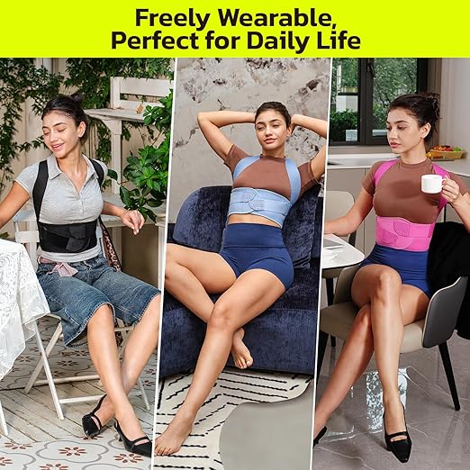 aoFIT Posture Corrector for Women, Lightweight and Breathable Back Brace for Pain Relief, Rounded Shoulders and Hunchback, Compact & Portable with Fashionable Design, Invisible Under Clothes Blue M