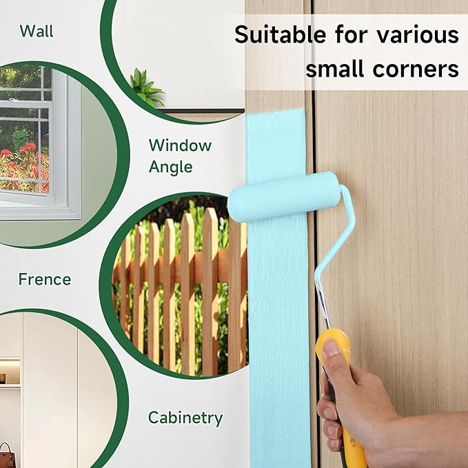 VOOMEY Mini Paint Roller Covers,High Density Foam Paint Roller,4 Inch Foam Roller Paint, 24 Pack,Fits All Flat Surfaces, Including Kitchen Cabinets, Doors, Tables, Etc.