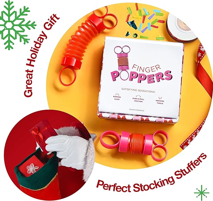 Finger Poppers Fidget Toys, Finger Fidgets for Women, Men, and Young Adults, Finger Strengthener and Exerciser Sensory Toy, Occupational Therapy Toys, Pack of 2 Stocking Stuffers