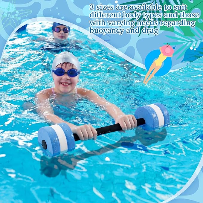 Soulchen 3 Pcs Long Aquatic Exercise Dumbbells Swim Barbells 25'' 29'' 33'' Foam Water Weight Dumbbell Pool Barbells with High Density EVA Foam for Swim Water Aerobics Fitness Loss