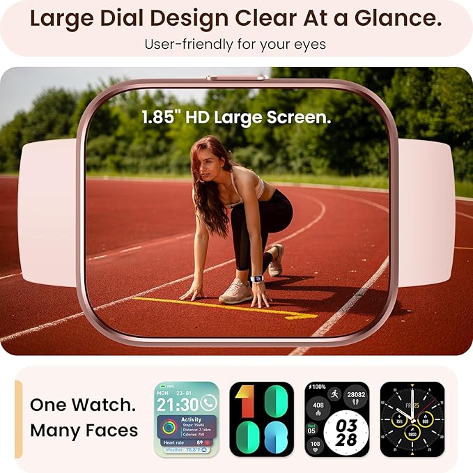 Smart Watch for Women Gifts, Womens Smartwatch with Sleep,Heart Rate,Pressure,SpO2 Monitor & Cycle Tracking, Alexa/AI Voice & Call Fitness Watch with Schedule Reminders & 100+ Sports Modes-Pink