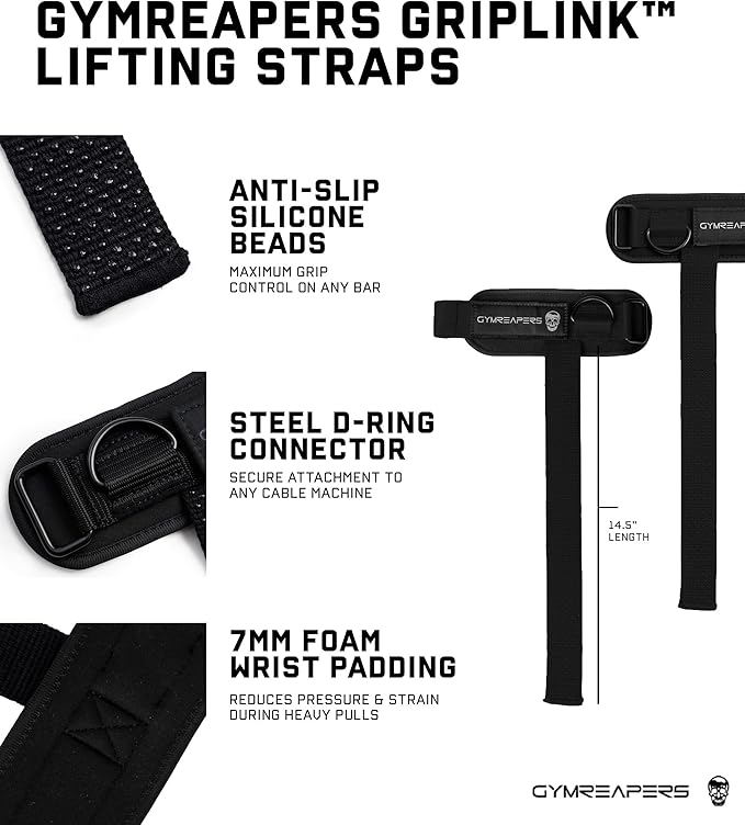 Gymreapers GripLink D-Ring Lifting Wrist Straps
