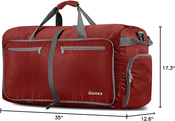 Gonex Large Foldable Travel Duffle Bag with Shoes Compartment, Packable Lightweight Water Repellent Duffel Bag for Camping Gym Weekender Bag