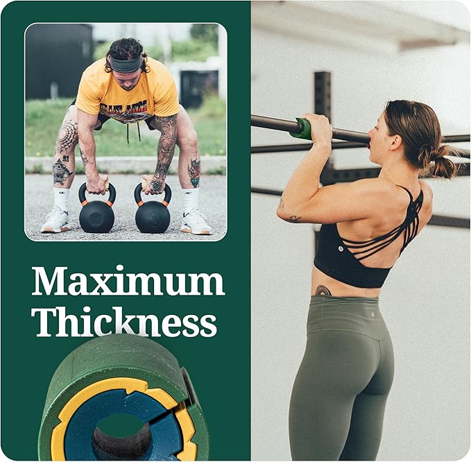 Tribus - Thick Grips for Dumbbells and Barbells, 2.05" & 2.44" Thick Dumbbell Grips for Men and Women, Extreme Arm & Forearm Builder Grip Strength, Barbell Grip for Weight Lifting