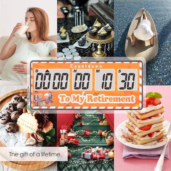 Jayron 9999-Day Digital Countdown and Stopwatch Timer with Loud Alarm, Magnetic Backing, Replaceable Batteries for Weddings, Retirements, Events, Yellow