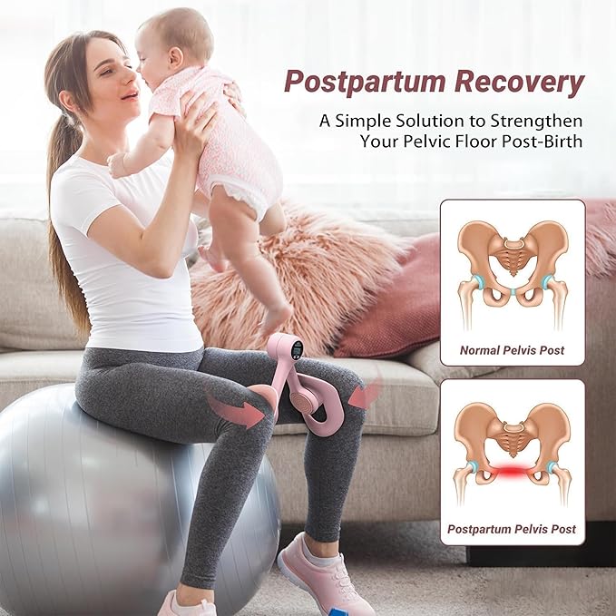 Hip Thigh Trainer, 360°Adjustable Pelvic Floor Exercise with LED Display, Inner Thigh Workout & Postpartum Recovery for Women, Home Gym Equipment for Hip, Leg, Arm