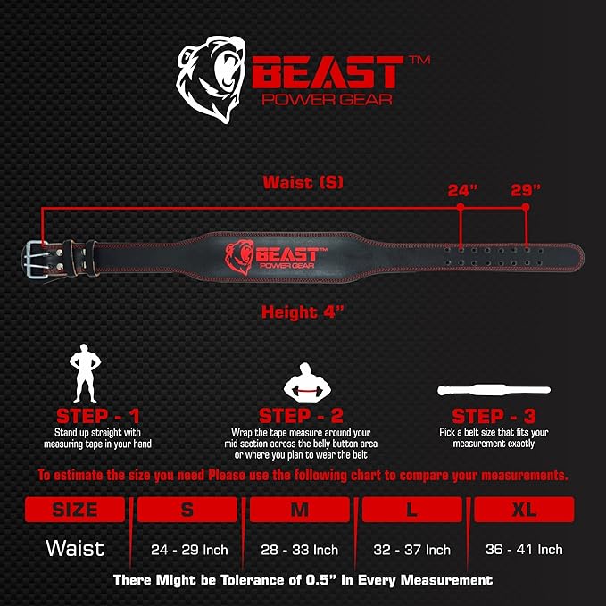 Weight Lifting Belt - 4” Genuine Leather Belts Padded Lower Back Support for Gym Bodybuilding Squat Deadlift Weightlifting Cross Strength Training Men Women Free Wrist Wrap