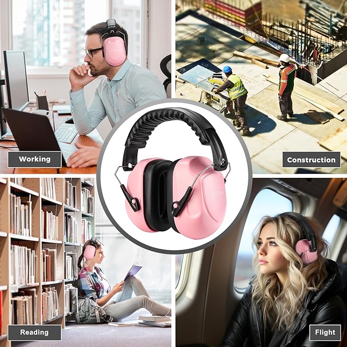ProCase Noise Reduction Ear Muffs, Sound Proof Ear Protection, NRR 28dB Noise Cancelling Headphones for Adults Kids Autism, Hearing Protection for Shooting Gun Range Mowing -Pink