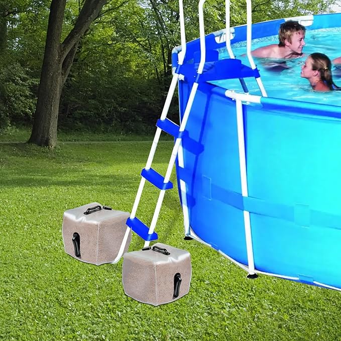 4 Pack Pool Ladder Weights for Above Ground Pools, Heavy Duty Plastic Pool Weights Sand Bags for Ladders, Fillable Pool Step Weights, The Anchor Pool Stairs Weights for Swimming Entry Systems