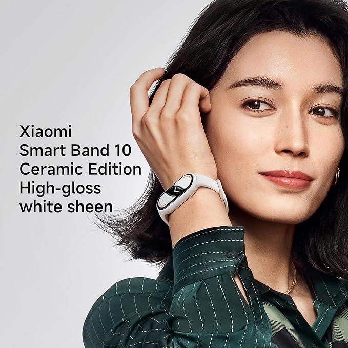 XIAOMI Mi Smart Watch Band 10, 5ATM Waterproof Fitness Step Tracker Sports Digital Smart Watch Health Band for Men Women, 1.72" AMOLED Display, 150+ Sports Modes 24/7 Sleep Monitor (Ceramic Edition)