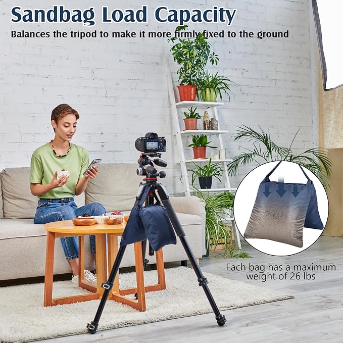 Nuogo Photography Sand Bags Heavy Duty Weight Bags with Metal Hooks, Stabilize Tripods for Wedding Outdoor, Photography Video Studio Boom Mics Furniture Against Wind