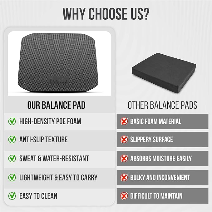 Balance Pad – Physical Therapy & Rehab, Non-Slip Stability Foam Pad for Injury Recovery, Balance Training and Ankle Strength