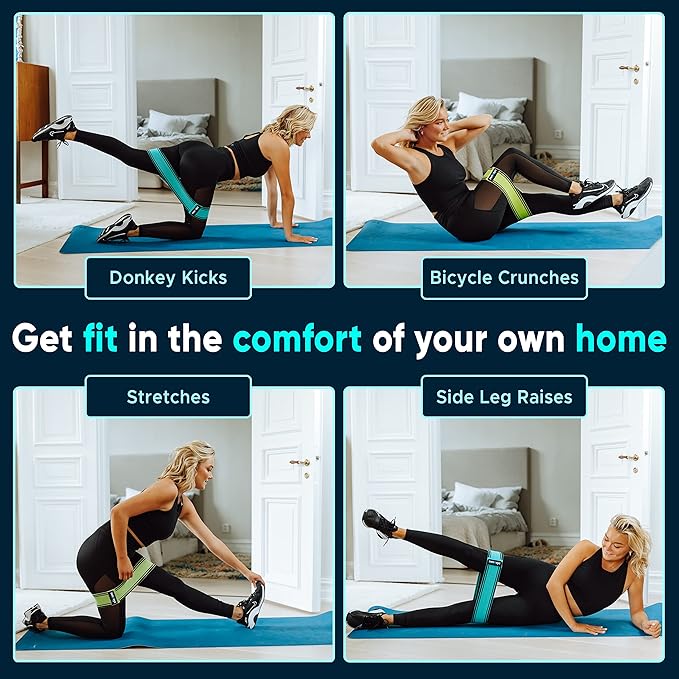 Resistance Fabric Booty Bands- 3 Working Out Hip Stretch Bands for Legs, Butt, Glutes- Exercise Loop Band for Workout, Stretching, Warm-Up, Strength Training, Squats, Build Glute & Muscle, Women & Men