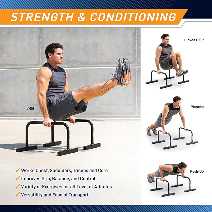 Marcy Parallette Bar ACC‑0333‑PARA – Powder‑Coated Steel Calisthenics Bars, Non‑Slip Pads, Home Workout Strength & Balance Trainer