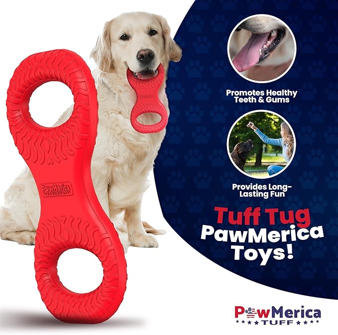 Tug – Indestructible Dual-Handle Dog Toy – Durable Nylon Tug-of-War for Strong Chewers – Pull Chew Toy for Interactive Play, Fetch, and Chewing – Pet Safe & Made in USA (8 x 4 Inches)