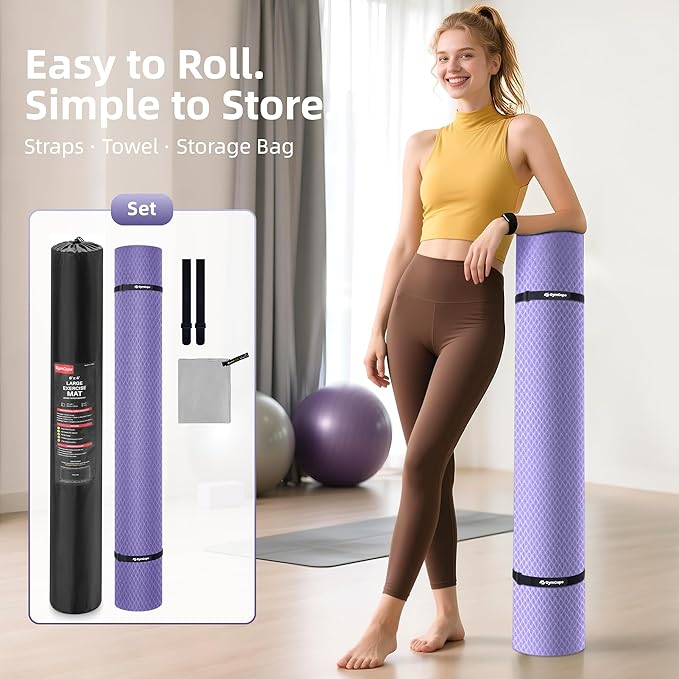 Extra Large Yoga Mat โ 72"x48" or 78"x57", 1/4"โ1/2" Thick Mat for Women & Men, TPE Non-Slip Pilates Mat for Home Gym, Yoga, Stretching, Meditation