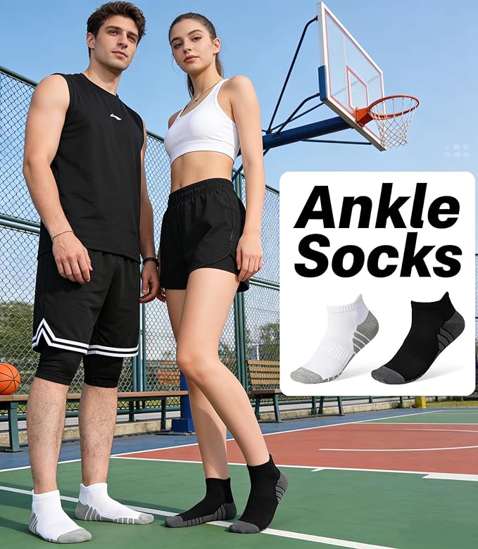 Ankle Socks for Men, Bamboo Rayon Socks with Arch Support for Running Athletic Cushioned Moisture Wicking Hiking Gym
